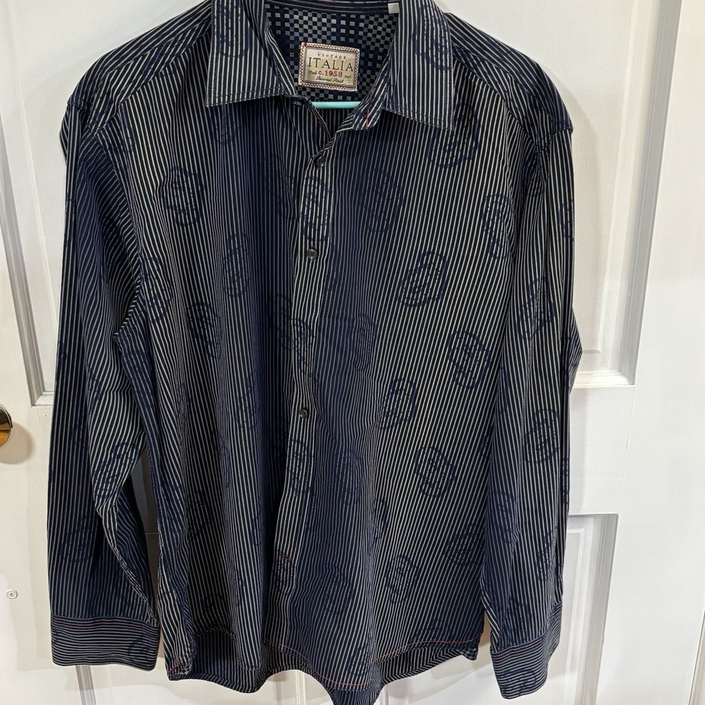 Vintage 1958 Italia XL Colorful Cuff Long Sleeve Men's Shirt